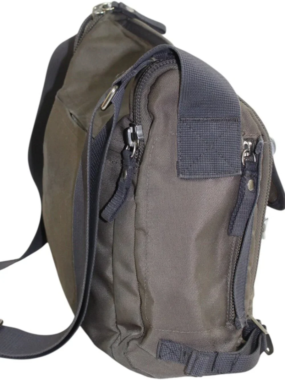 George Gina & Lucy Mr. Postman Gray Nylon Blue Detail Canvas Messenger Satchel - Picture 6 of 9